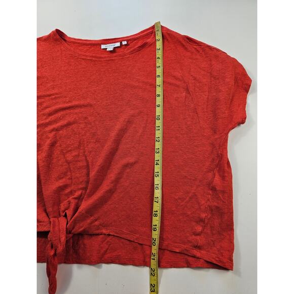 Chicos size 2 (L) tie front 100% linen orange blouse EUC summer career casual ^ - Picture 6 of 6